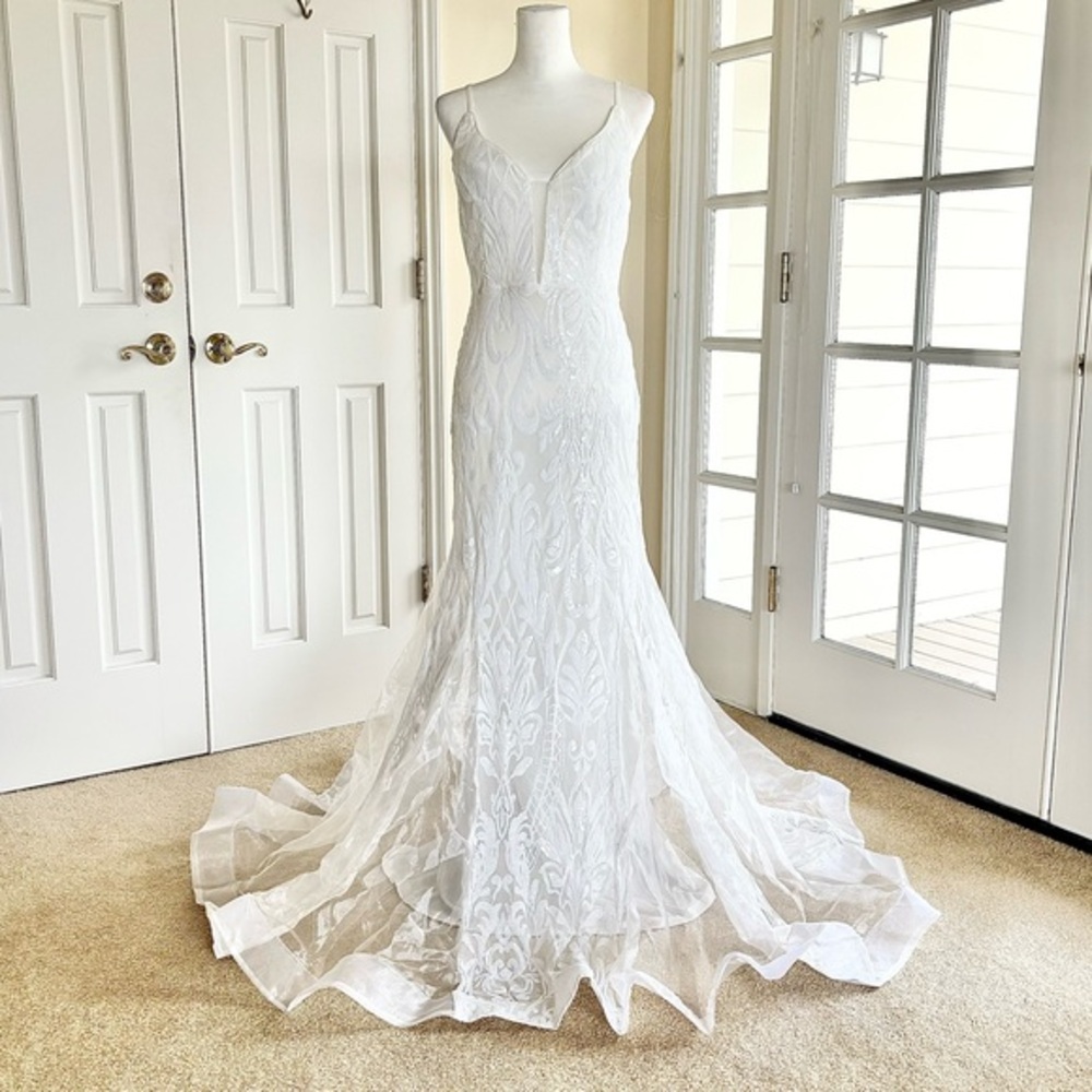 Figure Flattering Mermaid Wedding Dress with Flowy Train